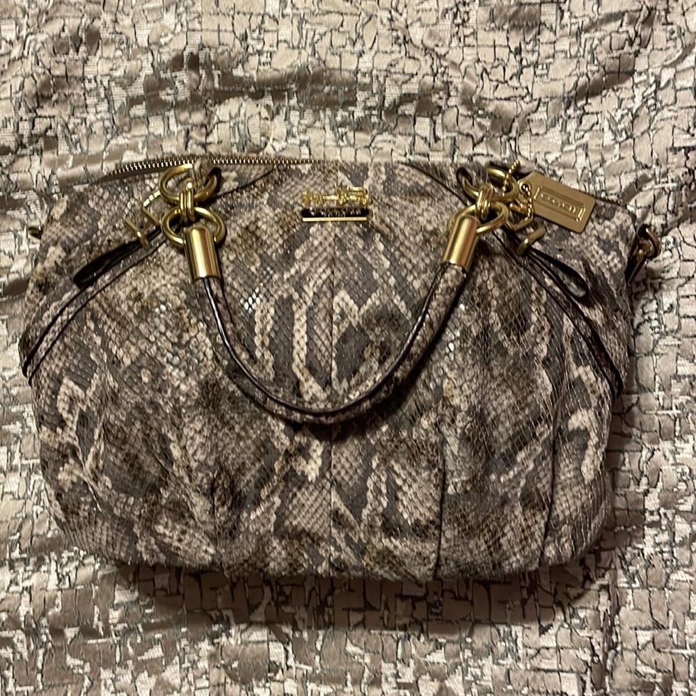 Coach Madison Embossed Python Sophia Satchel Purp… - image 5